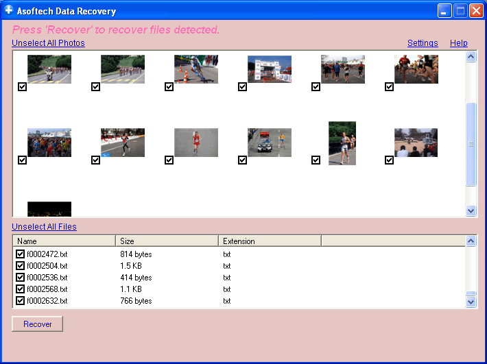 Asoftech Data Recovery Screenshot